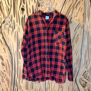 Andrew Scott 100% cotton Men's Red and Black Plaid Button-Up Shirt - XL